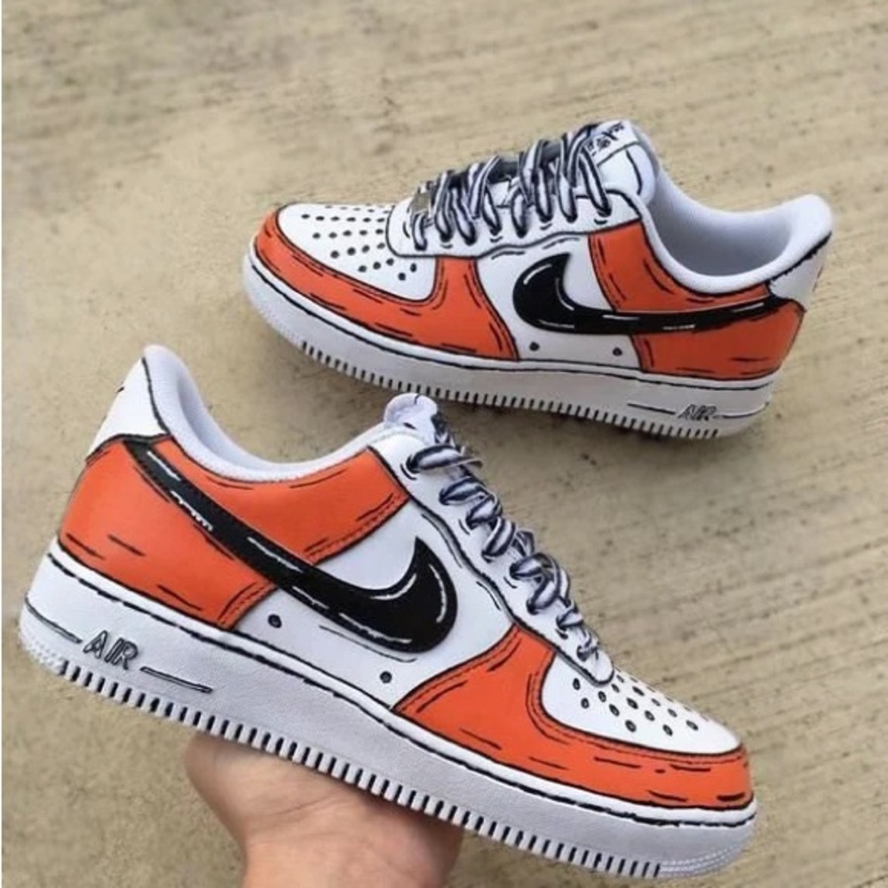 Cartoon Orange And Black custom sneakers